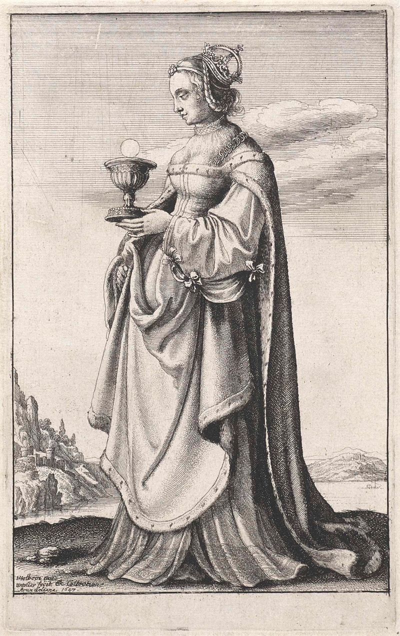 Retrato de uma figura feminina em gravura de Wenceslaus Hollar