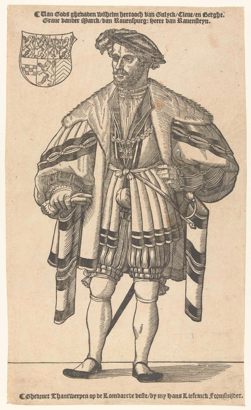 Retrato do duque Willem van Kleef de Hans Liefrinck, meio papel