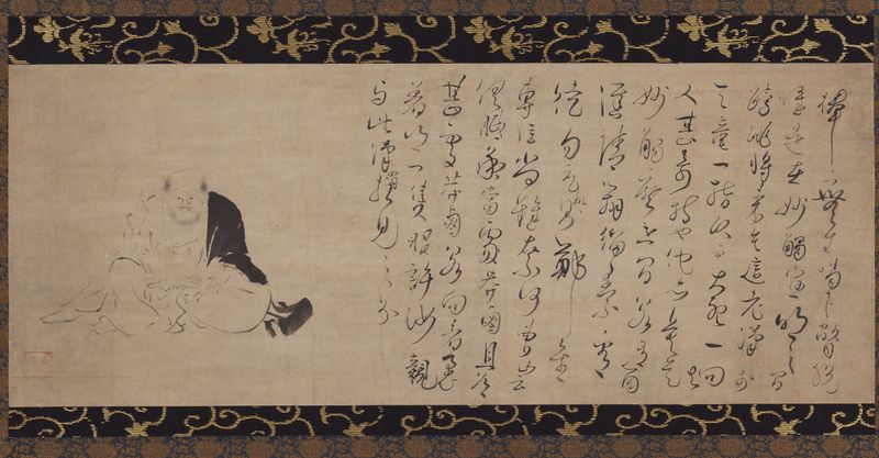 Monje zen Chü-chih con dedo levantado, tinta sobre papel de Isshi Bunshu