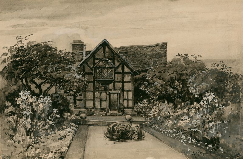 Landscape featuring a garden and house, by A.C. Wyatt