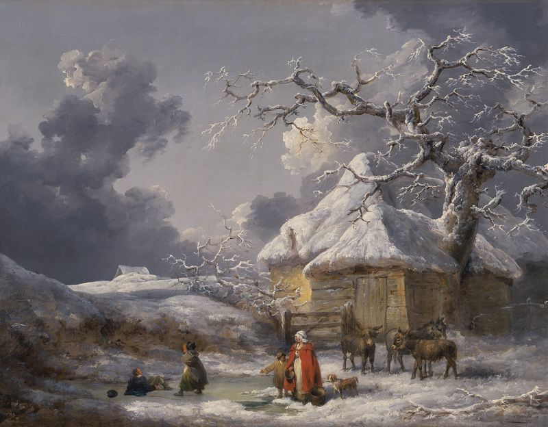Winter landscape with figures, oil painting by George Morland