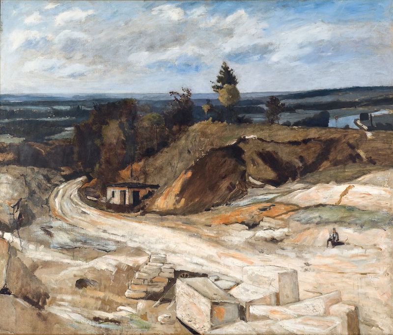 Stonequarry by the River Oise II, oil on canvas by Carl Fredrik Hill depicting a serene river landscape