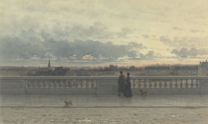 Landscape oil painting of Brussels at twilight by Willem de Famars Testas