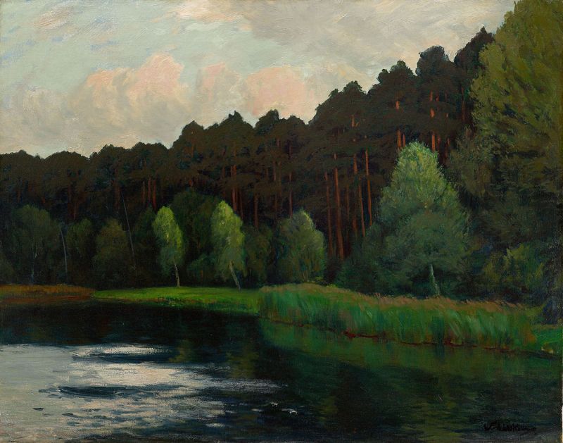 Märkischer See by Walter Leistikow, oil painting of a tranquil lake with soft hues.