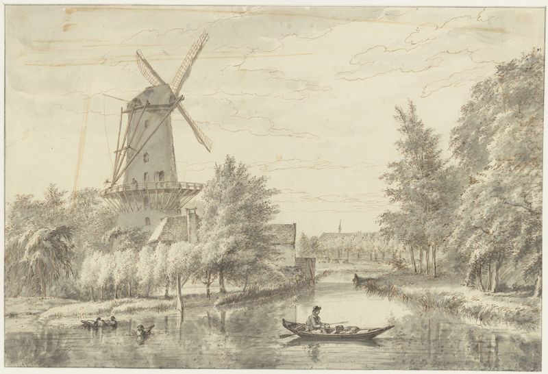 Landscape with a mill by Wybrand Hendriks, oil painting