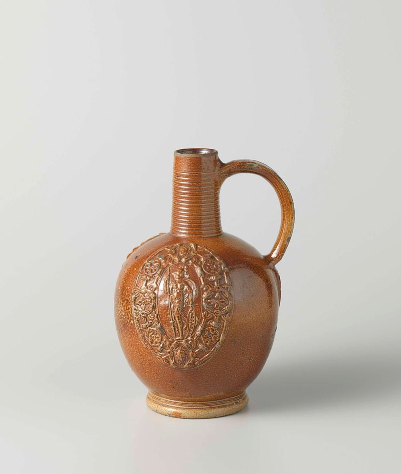 Ceramic jug with two Minerva medallions by Jan Baldems Mennicken