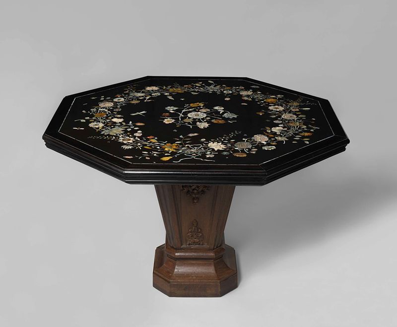 Mesa decorativa de mármol de Dirk van Rijswijck con incrustaciones de madreperla