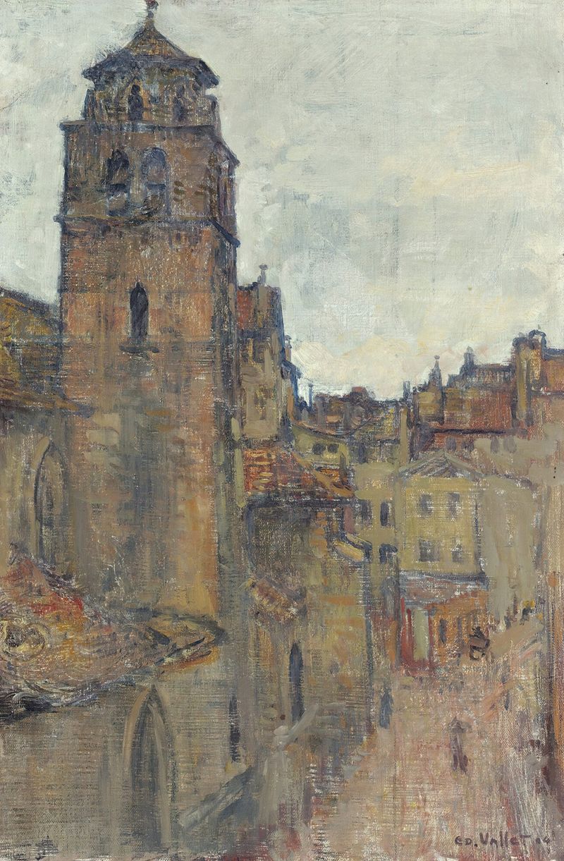 Church Of Madeleine de Edouard Vallet, impresionismo, representando ruinas y luz.