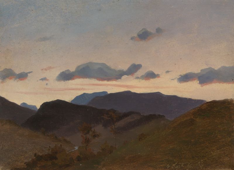 Blick zum Belchen by Eugen Bracht, oil on canvas depicting hills and the Belchen mountain