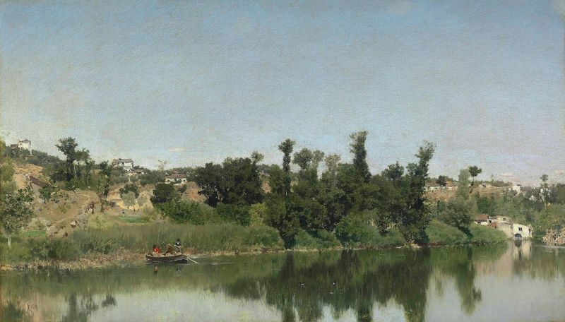 Paisagem óleo de Martin Rico y Ortega retratando água e luz