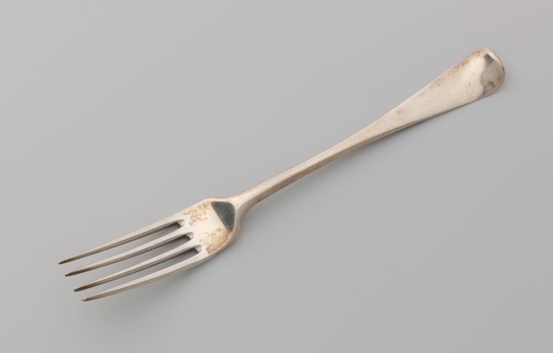 Bodegón de un tenedor de plata, medio metal, de Dirk van Gameren
