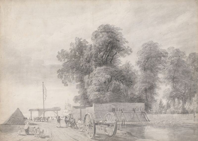 Woolwich Warren de Paul Sandby, paisaje en óleo que representa vistas tranquilas y ecos históricos.
