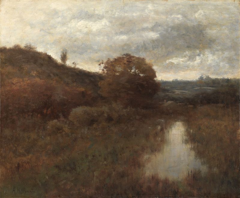 Autumn landscape with pool, oil painting by Alexander Helwig Wyant