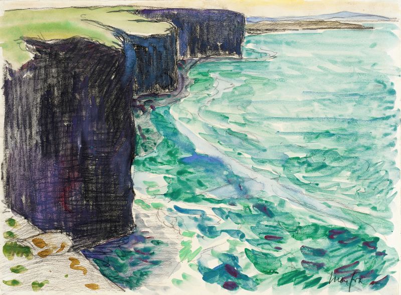 The Cliff de Maxime Maufra, óleo sobre lienzo que representa un acantilado y el mar bajo la luz
