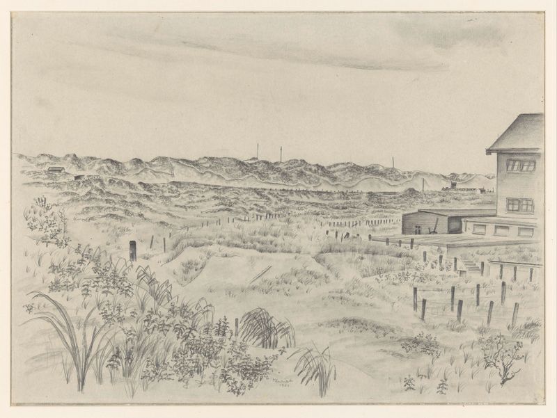 Landscape with dunes and horizon, oil painting by Henk Henriët