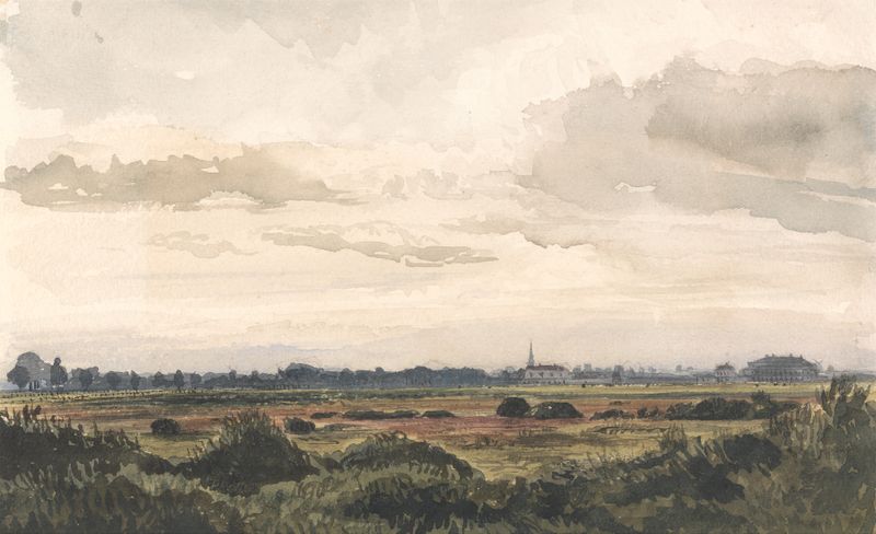 Landscape of Doncaster Racecourse, oil painting by Thomas Baker
