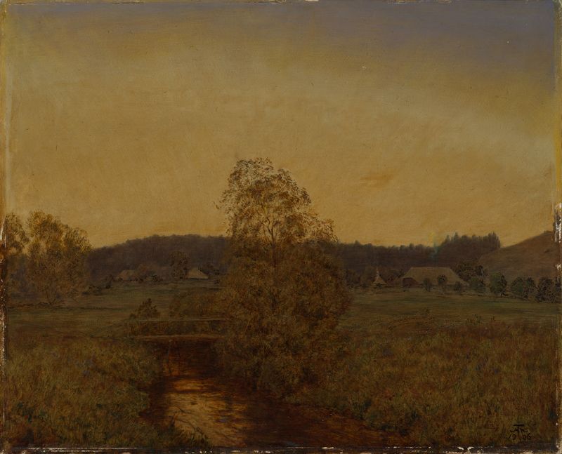 Twilight landscape with a radiant star by Hans Thoma, oil painting