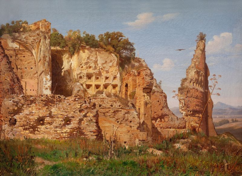 Landscape from Rome, Villa dei Quintili near Via Appia by Harald Jerichau, oil painting