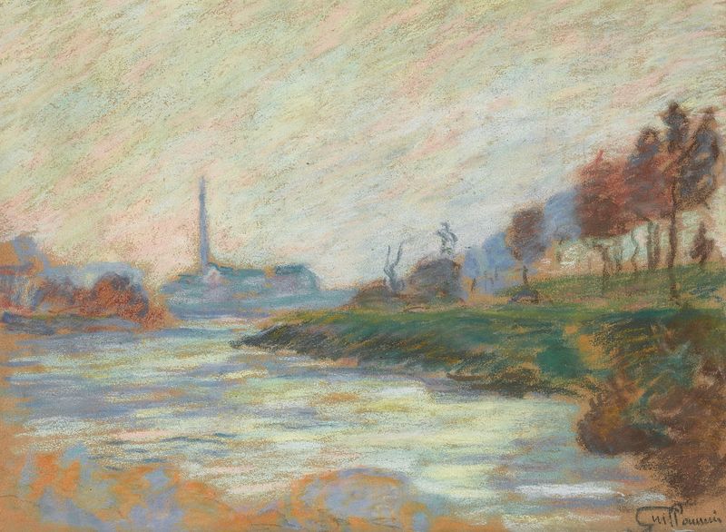 Landscape with river and reflections, oil painting by Armand Guillaumin