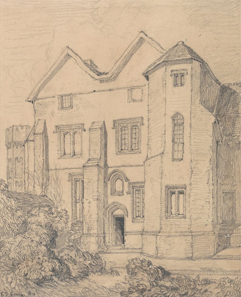 Acuarela de John Sell Cotman que representa Upwell Rectory, Norfolk con colinas onduladas