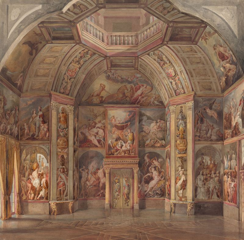 Fresco de Tieleman Cato Bruining que representa la pared este de la Oranjezaal