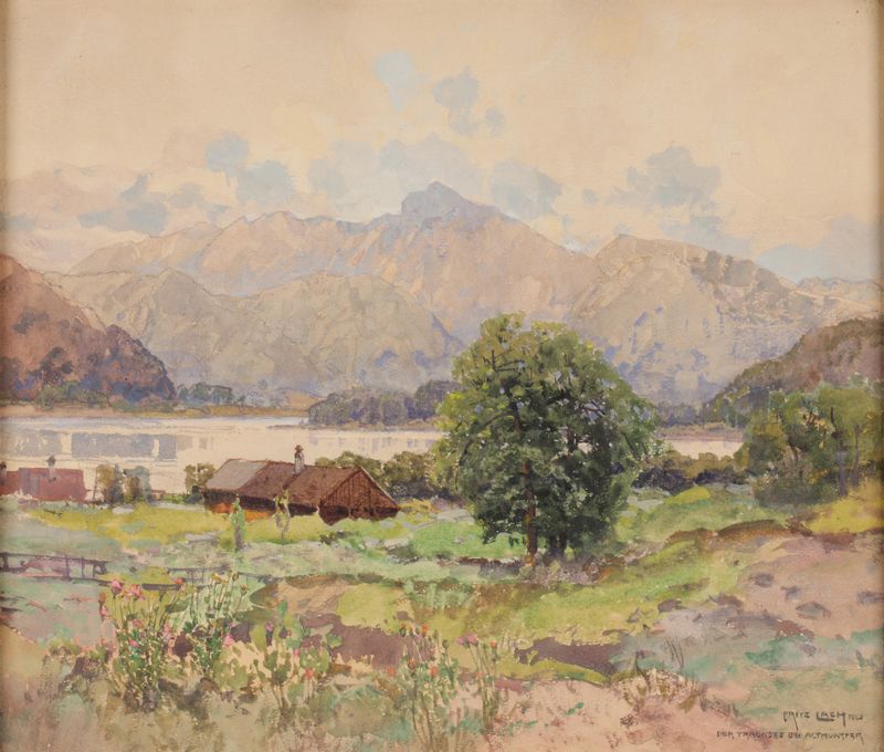 Paisaje de Der Traunsee bei Altmünster de Fritz Lach, óleo sobre lienzo