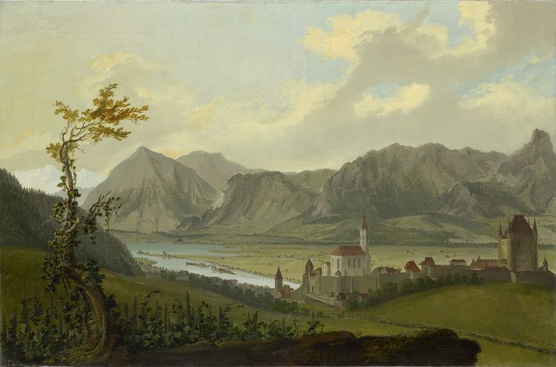 Landscape with mountains and lake by Caspar Wolf, oil painting
