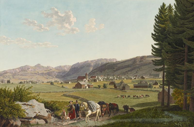 Paisaje de Appenzell, von Nordwesten de Johann Jakob Biedermann, pintura al óleo