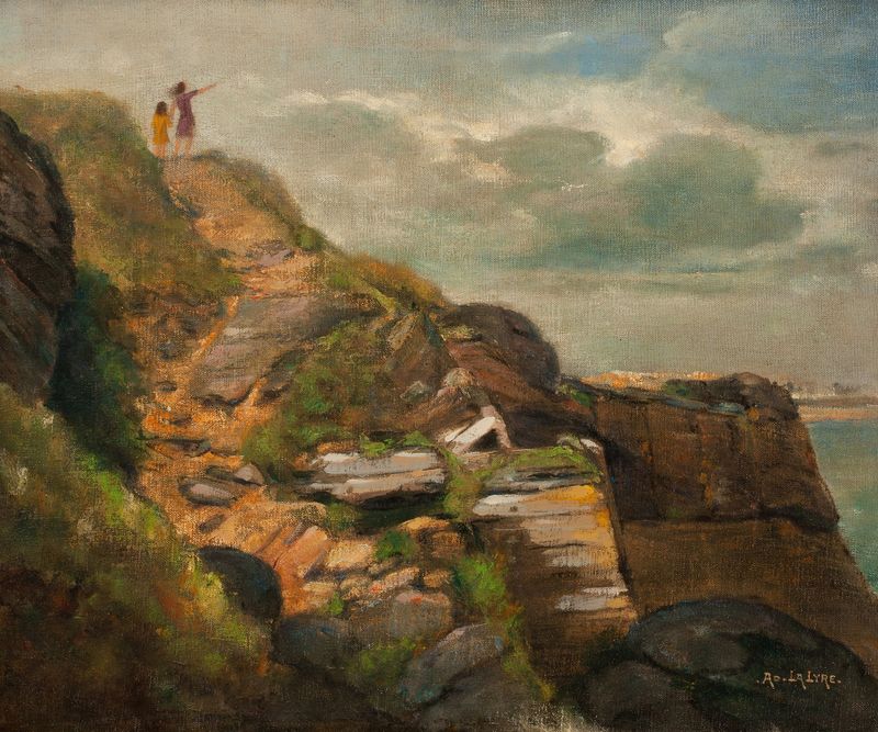 Paisagem com horizonte em ouro e azul por Adolphe Lalyre