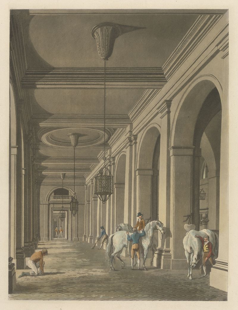 Interior scene of a mews by Thomas Malton, 1794, medium unknown