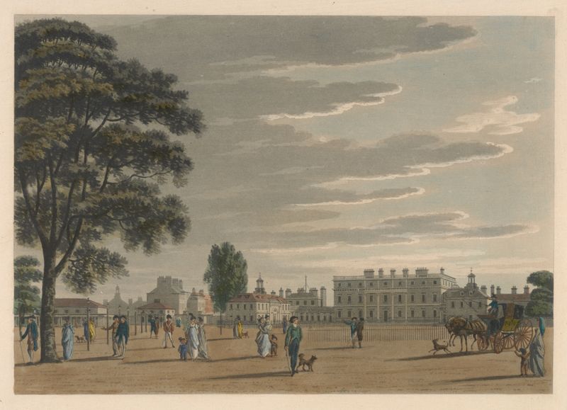 Architecture of The Queen’s Palace by Thomas Malton, 1800, oil painting.