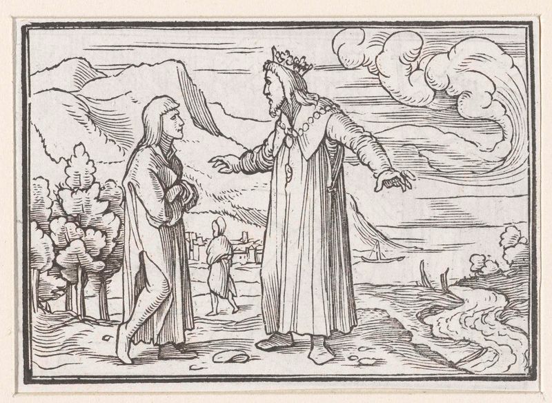 Jonatan vraagt het vertrouwen van David, papel de Hans Holbein