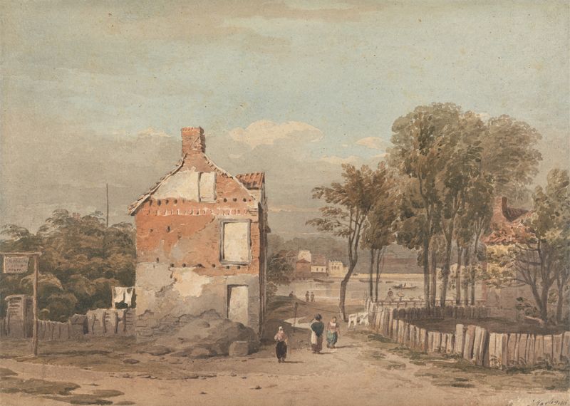 The Thames Near the Penitentiary, watercolor on paper by John Varley