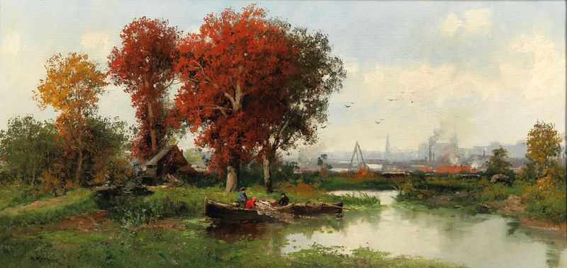 Wetland landscape in Vienna by Adolf Kaufmann, impressionism