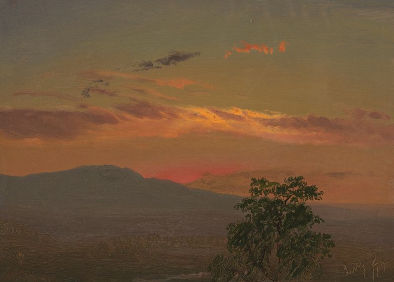Landscape at sunset, Hudson, N.Y. pintura al óleo de Frederic Edwin Church
