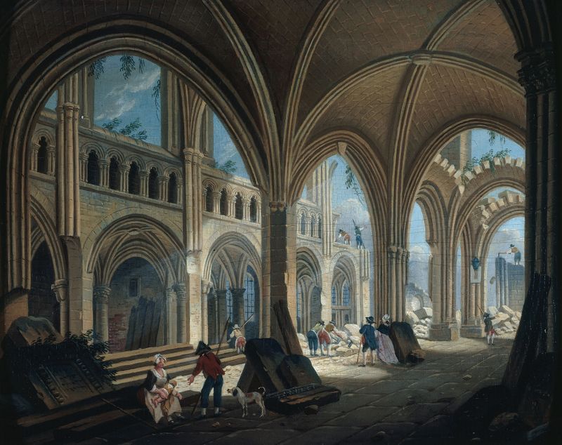 Démolition de l’église Saint-Jean-en-Grève, en 1800 by Pierre-Antoine Demachy, depicting church ruins.