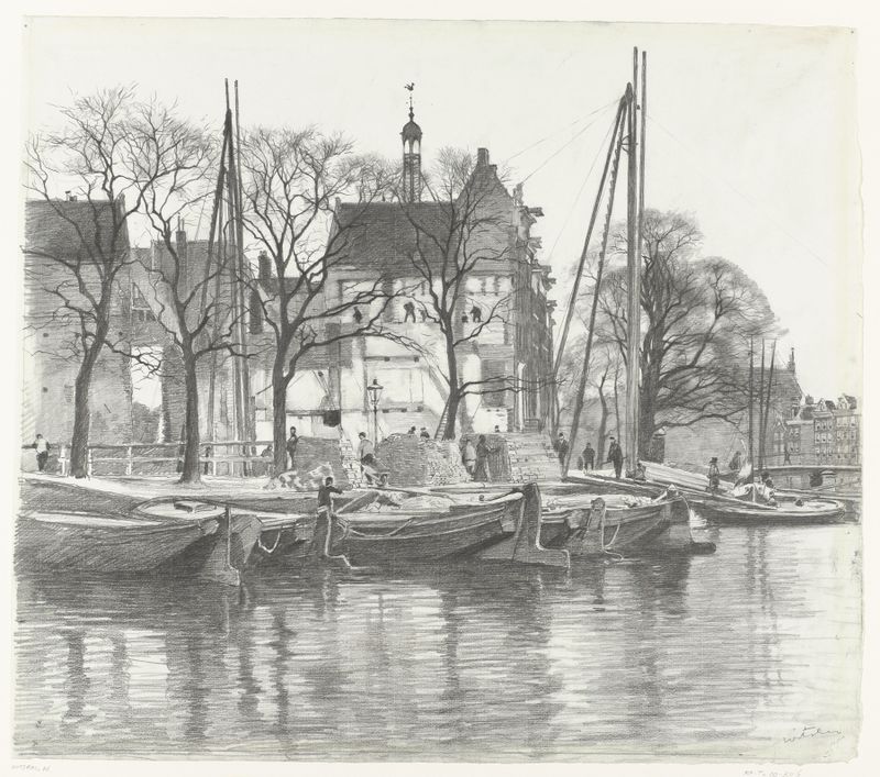 Bouwput op de Binnenkant by Willem Witsen, oil on canvas depicting figures in a construction landscape.