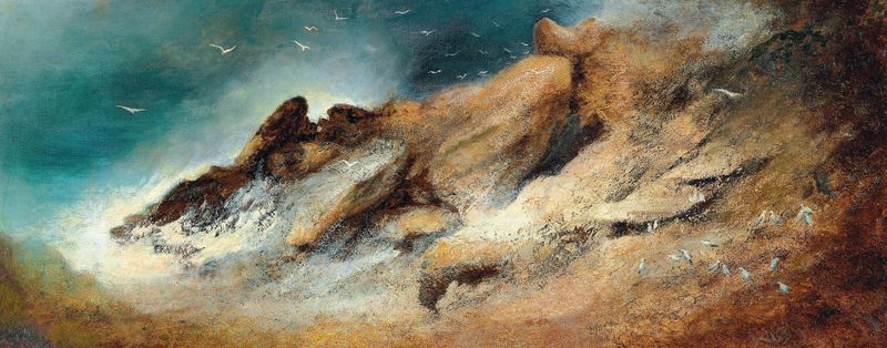 Seagulls in a stormy bay de Karl Wilhelm Diefenbach, meio desconhecido