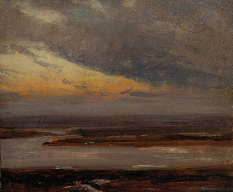 Paisagem do rio Elba por Johan Christian Dahl, pintura a óleo
