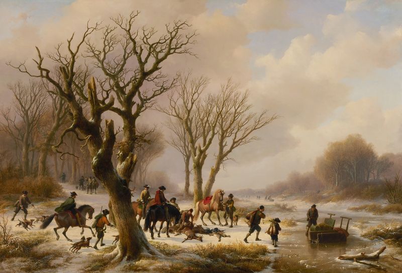 Na de jacht by Eugène Joseph Verboeckhoven, oil painting depicting a serene landscape with lush grasses.