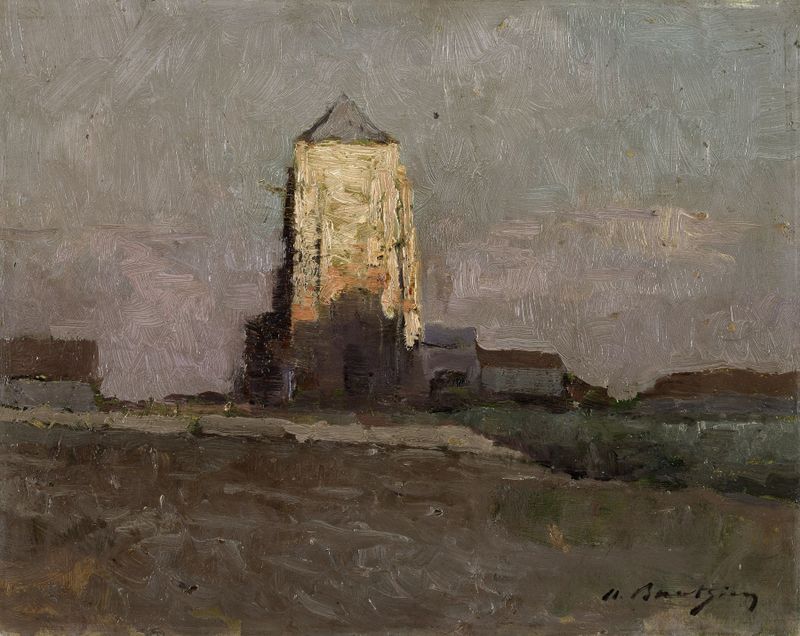 The Church of Mariakerke, oil painting by Albert Baertsoen, highlights intricate architecture and play of light.