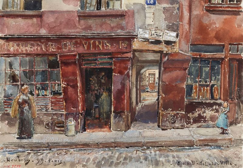 Escena arquitectónica de 18, rue de l’Hôtel-de-Ville, en 1899 de Frédéric Houbron, óleo sobre lienzo