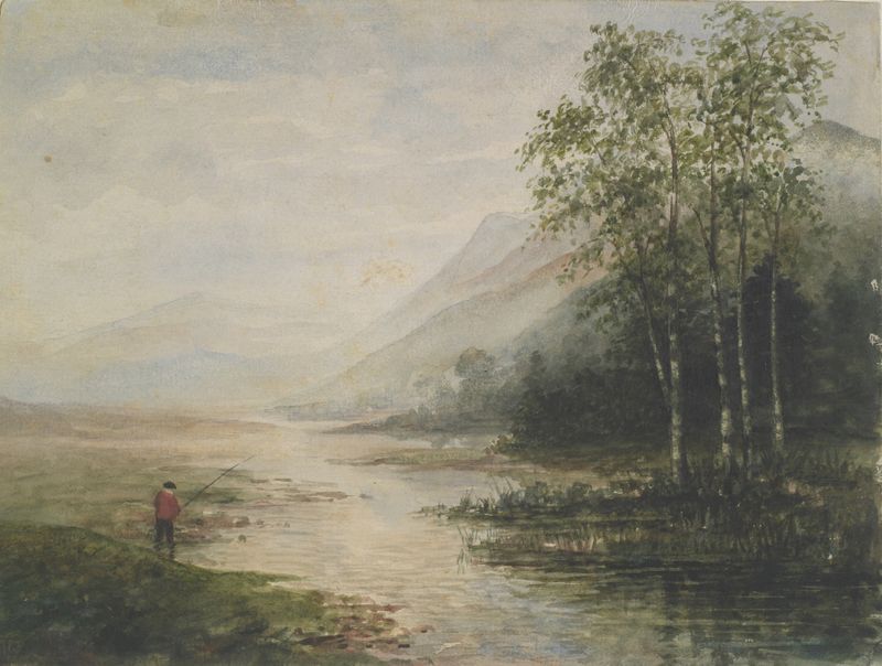 Landscape with a stream and forest, oil painting by Benjamin Williams Leader