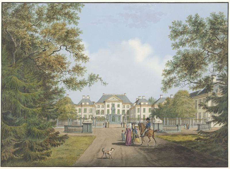 Landscape oil painting of Het Loo palace by Cornelis de Kruyff