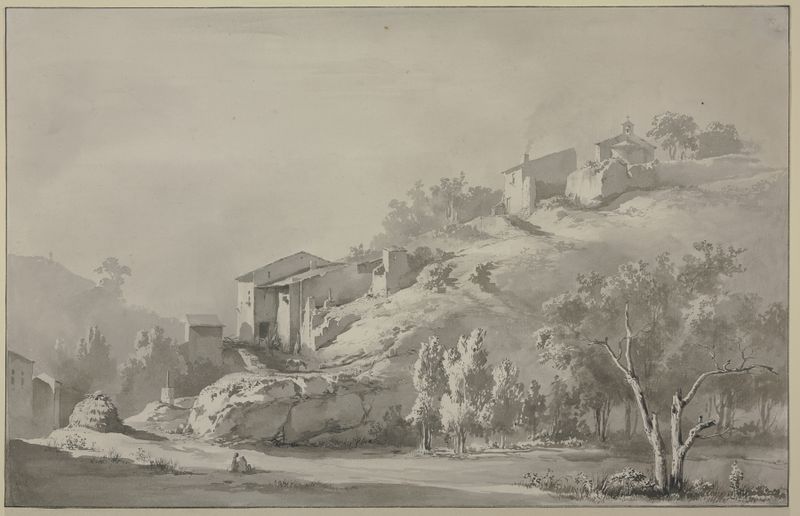Landscape with a Chapel and Houses on a Mountainside, oil painting by Jean-Jacques de Boissieu