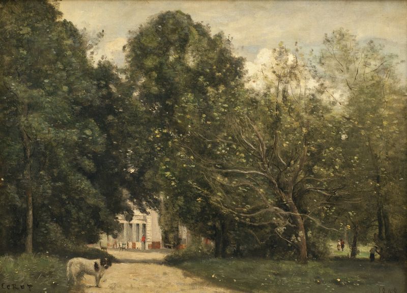 La entrada a la villa de M. Dubuisson en Brunoy, óleo sobre lienzo de Jean-Baptiste-Camille Corot