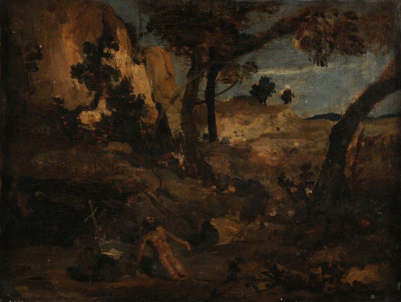 San Jerónimo, óleo sobre lienzo de Jean-Baptiste-Camille Corot, presenta al santo con un libro en luz suave.