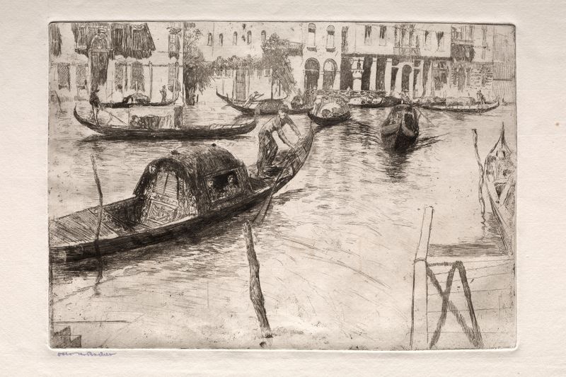 Traghetto San Felice by Otto Henry Bacher, oil painting depicting boats on water