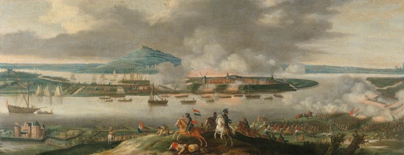 El Asedio de Schenkenschans en 1636, óleo sobre lienzo de Gerrit van Santen