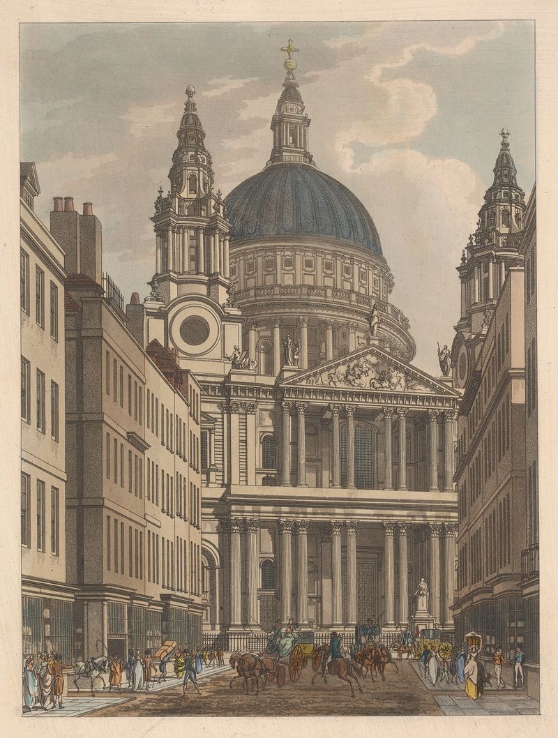 Catedral de St. Paul vista de Ludgate Hill, aquarela sobre papel de Thomas Malton